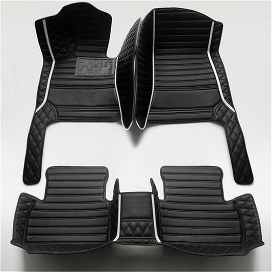Custom Car Mats All Weather Fit Automotive Floor Mats PU Leather Protector Mat for Most Sedan, SUV, Truck Floor Mats (All Black+White bar)