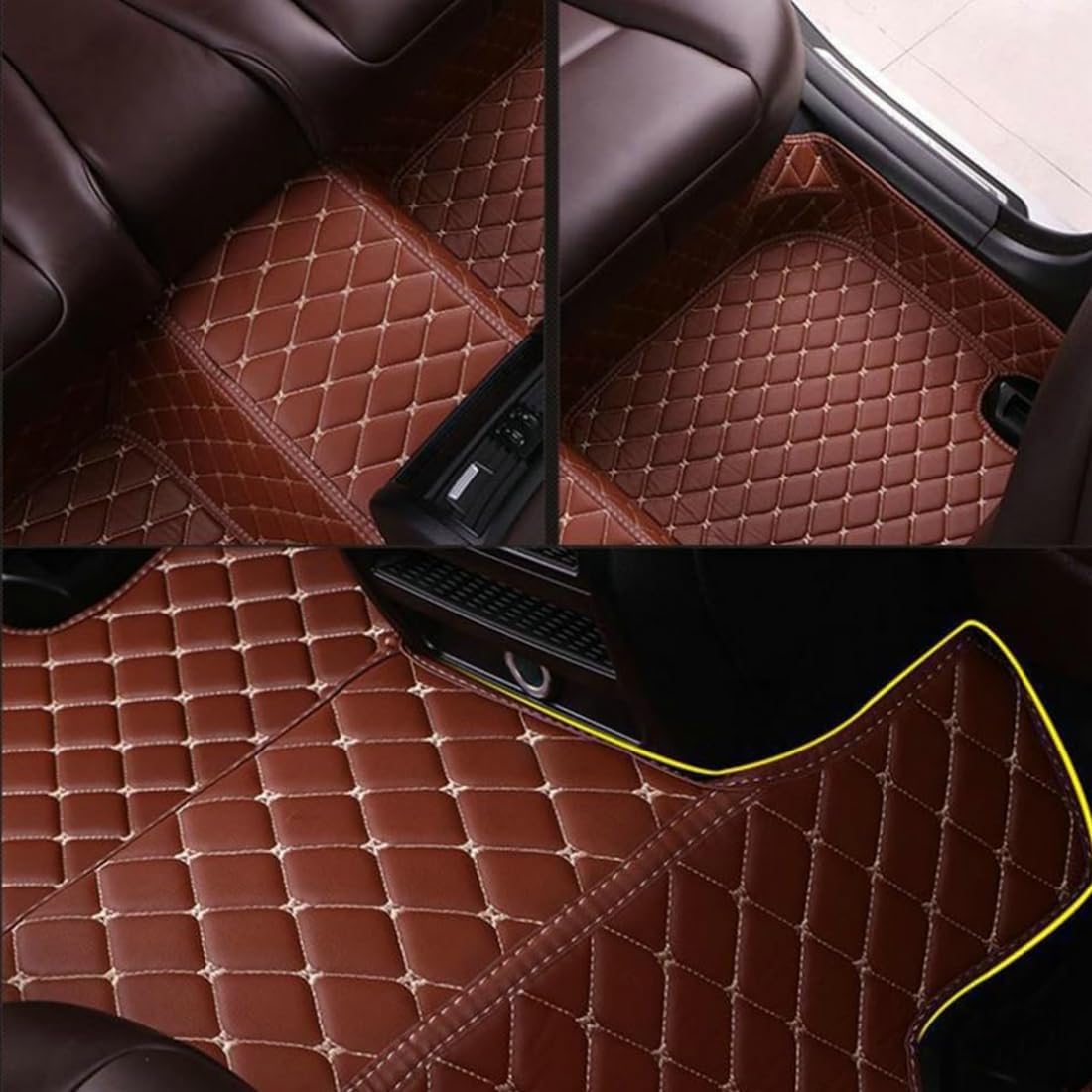 Custom Personalized Floor Mats for Cars，Luxury Full Coverage All Car Floor Mats，Anti-Slip Leather Car Mat Set ，Custom Floor Mats for 99% of Cars, Trucks & SUVs. (Pink and Black)