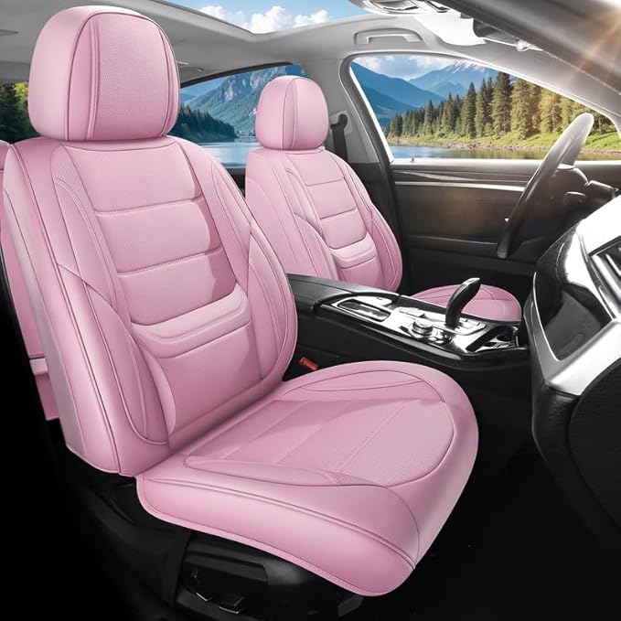 Car Seat Covers Full Set Custom Fit for Chevy Trax 2015-2025 - Premium Leather with Lumbar Support, Breathable, Anti-Slip & Excellent Seating Experience (Pink, Full Set)