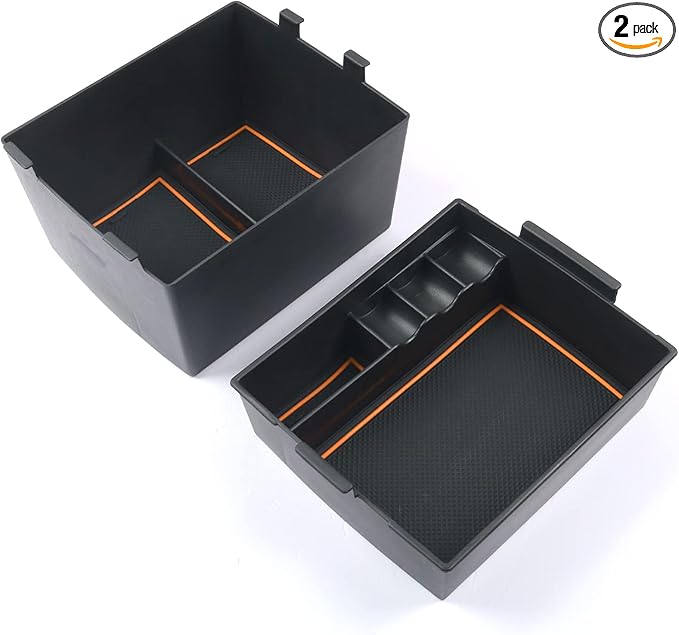 CDEFG for 2022-2026 Maverick Truck Center Console Organizer Tray 2022-2026 Maverick Armrest Trays Storage Box Coin Holder 2022-2025 2026 Maverick Truck Accessories, 2-Pack(Orange Trim)