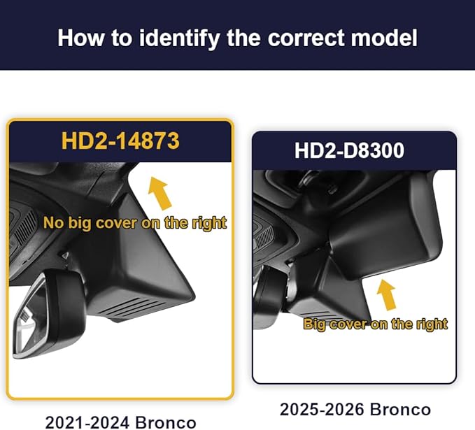 Fitcamx 4K Dash Cam Suitable for Ford Bronco 2021-2024 & Rapor (Not for Bronco Sport) HD2-14873, OEM Look, UHD 2160P Video, Built-in WiFi & APP, Loop Recording, G-Sensor, Plug & Play, 64GB Card