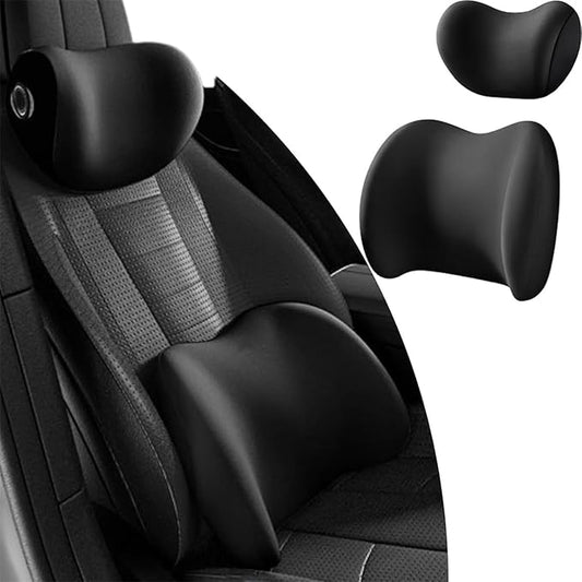 Headrest Lumbar Pillows Car Seat for Ford F150 2011-2025, Ergonomic Neck Back Support Cushion, Comfortable Breathable Washable Cover, Memory Foam,Black