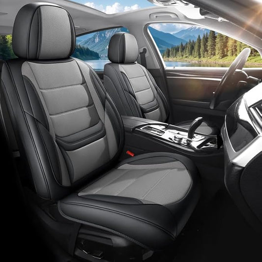 Car Seat Covers Custom Fit for Chevrolet/Chevy Captiva 2006-2018 , Premium Faux Leather Waterproof Car Seat Protectors with Lumbar Support, Breathable Anti-Slip Easy to install(Black&Gray,Full set)