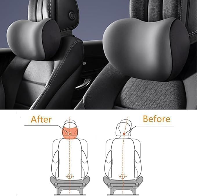Car Lumbar Support Pillow Neck Pillow Set for Tesla Model 3 2017 2018 2019 2020 2021 2022 2023,Softness Cushion Neck Back Pain Relief Seat Accessories,Grey