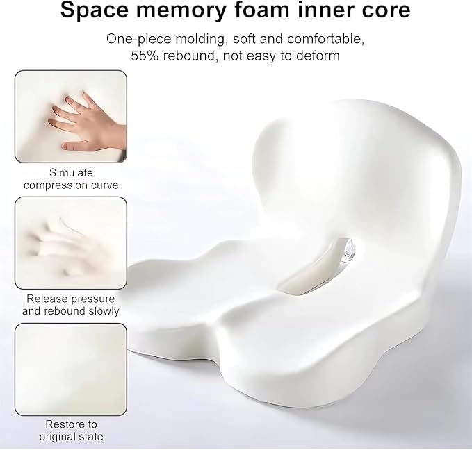 L-Shaped Memory Foam Seat Cushion with Lumbar Support-Ergonomic Car & Office Chair Cushion for Sciatica, Coccyx & Back Pain Relief Supports Hips & Back for Drivers & Long Sitting (Green)