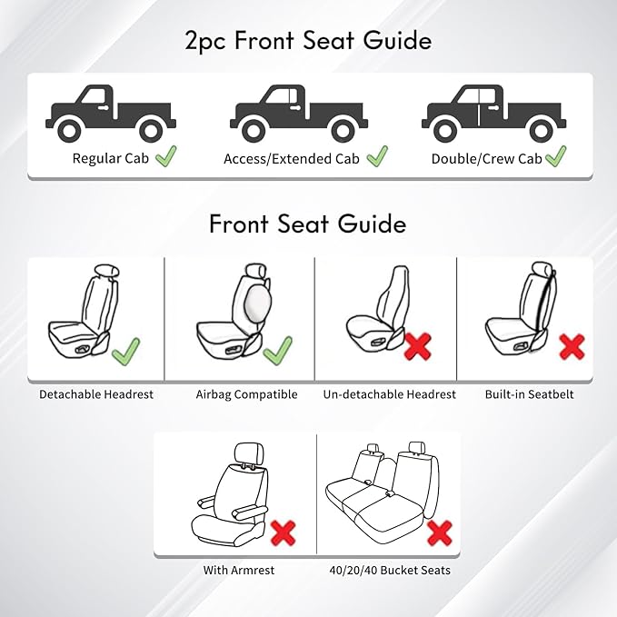 Huidasource Tacoma Front Leather Seat Covers, Car Seat Cushion Cover Fit for 3rd Gen Toyota Tacoma 2016-2023 SR SR5 Limited TRD Sport/Pro/Off Road All Cab Front Row (Front Pair/Beige)