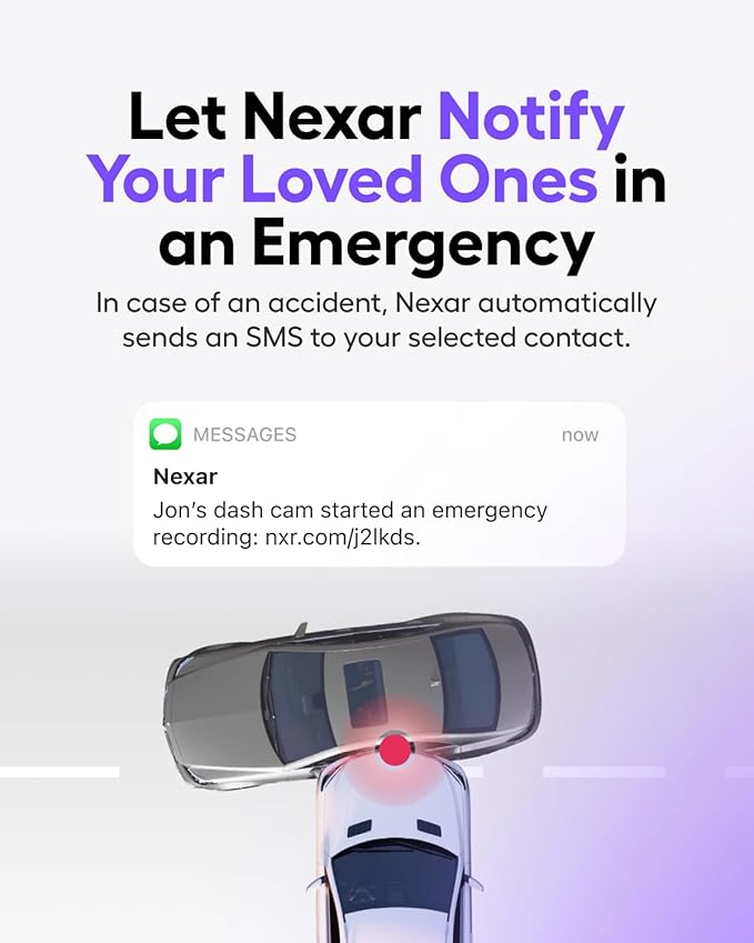 Nexar Pro Dual Dash Cam - 1 Year App Subscription Included - Unlimited Cloud Storage, Drive Recordings, Parking Mode, Night Vision, All Inside The Nexar App - WiFi HD Front Dash Cam (256 GB SD)