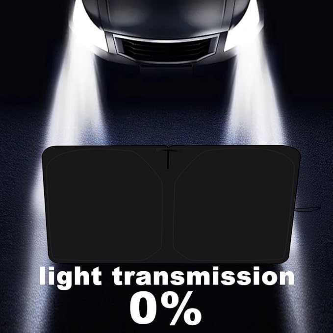 Kairiyard Car Windshield Sun Shade, 240T Thickened Block Heat and Sun Keep Cars Interior, Foldable Automotive Sunshade for Car SUV Truck Front Windshield (57.09x 31.5 inch)