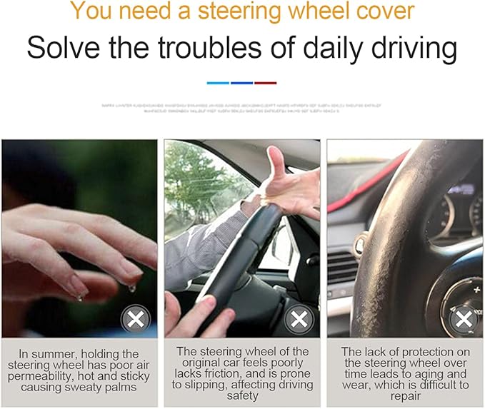 LoyaForba Car Steering Wheel Cover, Universal 14.5-15 Inch, Soft Anti-Slip Neoprene Protector for Steering Wheel, Breathable Odorless and Elastic Stretch, Car Accessory for SUV, Van, Truck (Blue)