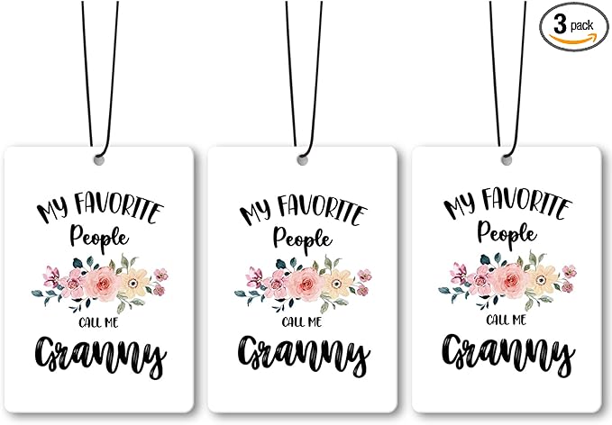 My Favorite People Call Me Granny Grandma Gifts Car Air Freshener Accessories 3pcs, Rustic Gifts for Grandma Christmas,Floral Hanging Scent Fragrance Card for Women Closet Bathroom Home Decor