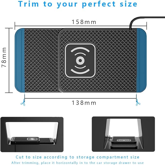 Wireless Charging Pad for Car for Subaru Legacy 2018-2025, Non-Slip Type C/USB 20W Fast Phone Charging Pad DIY Trim-to-Fit No Interior Damage,B&Type-C