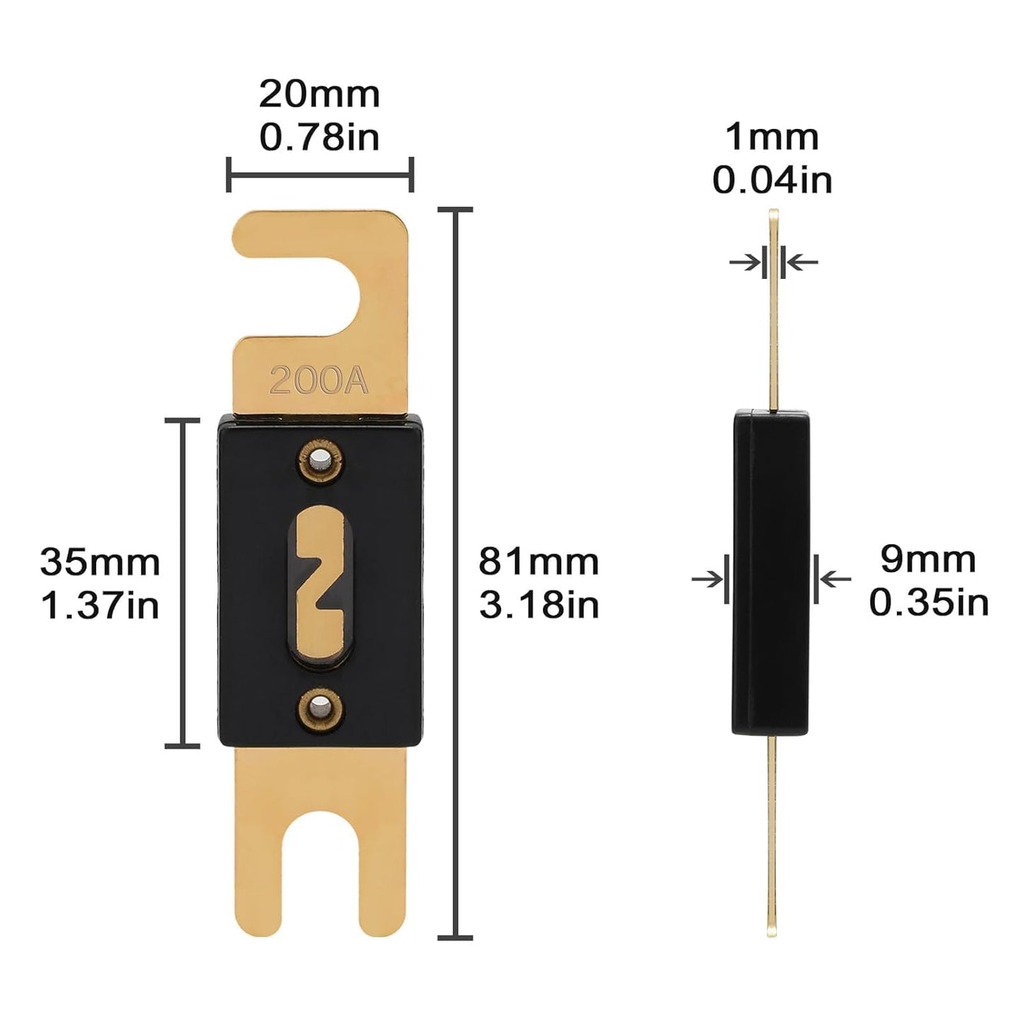 200A ANL Fuse 200 Amp Inline Blade Fuses 32V for Car Audio Inverter Automotive Stereo (Pack of 3 pcs)