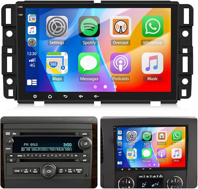 4+64G 8Inch Android 14 Car Radio Stereo Upgrade for Chevrolet Impala 2006-2013 w/Wireless Carplay Android Auto Double Din Touch Screen GPS Navigation Head Unit Radio Bluetooth WiFi FM Backup Camera
