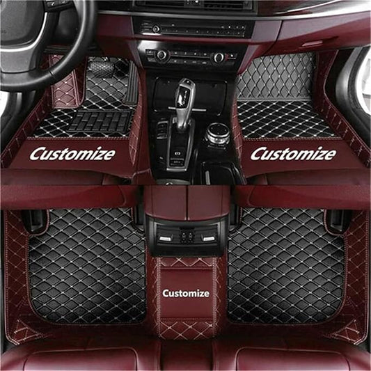 Custom Car Mats All Weather Fit Automotive Floor Mats PU Leather Protector Mat for Most Sedan, SUV, Truck Floor Mats (Black and Coffee Side)