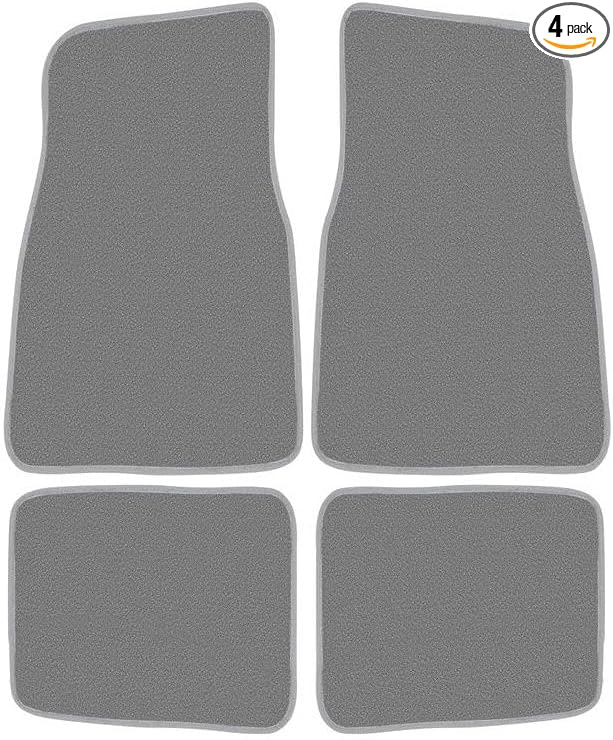 Custom Accessories Universal Carpet Floor Mats for Cars, Trucks, and SUVs, No-Trim Fit for Easy Installation, Anti-Slip Backing, Easy to Clean, Gray (4-Piece)