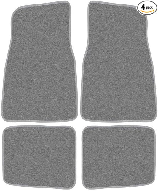 Custom Accessories Universal Carpet Floor Mats for Cars, Trucks, and SUVs, No-Trim Fit for Easy Installation, Anti-Slip Backing, Easy to Clean, Gray (4-Piece)