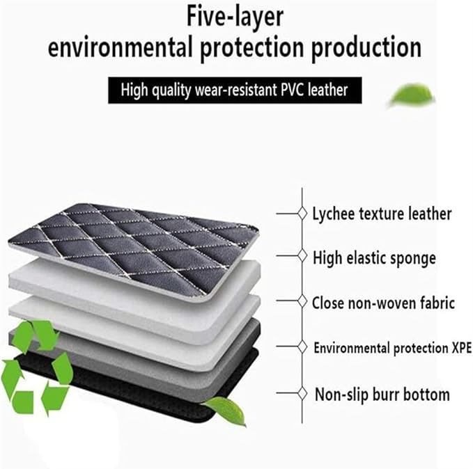 Custom Car Mats All Weather Fit Automotive Floor Mats PU Leather Protector Mat for Most Sedan, SUV, Truck Floor Mats (Black and Wine Red Side)