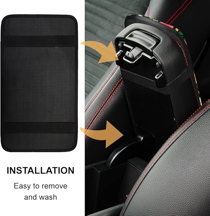 1pc Center Console Armrest Cover Pad 12.6x7.5 inch Flower Neoprene Car Armrest Cushion Waterproof Armrests Seat Box Cover Protector for Universal Cars Vehicles SUVs