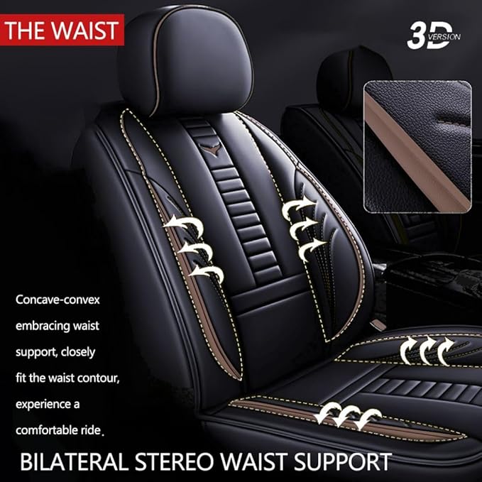 for Chevy Equinox Seat Covers 2005-2026, Full Coverage Customized Car Seat Covers, Premium Leather Waterproof Stain-Resistant Easy to Install (Standard 5 Seats, Black&Coffee)