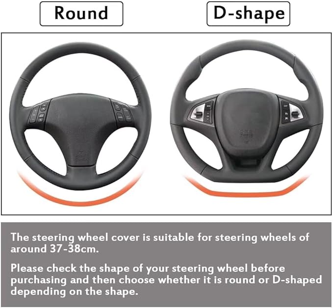 Pahajim Car Steering Wheel Cover for Women Men Universal PU Leather Steering Wheel Accessories Anti Skid 14.5-15 Inch (37-38cm) Forro Volante Carro (Black)