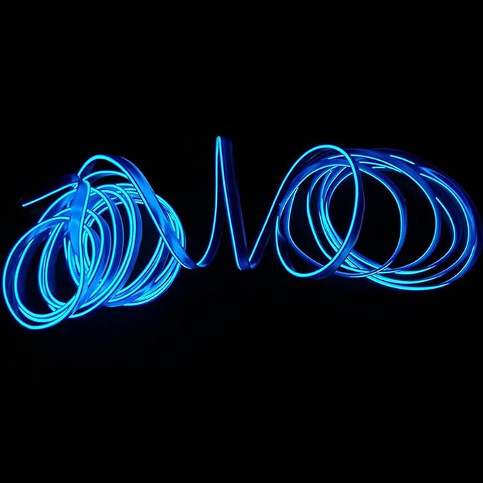 Riloer El Wire Lights for Car, Interior Neon Lights Strip Car LED Strip Light Interior for Car Garden Party Decoration, Car Ambient Lighting Kits, 3m/9.8ft Ice Blue LED