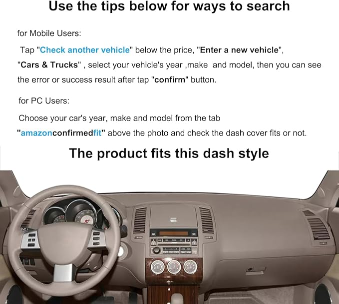 Yiz Dash Cover Mat Custom Fit for Nissan Altima 2005 2006 Dashboard Cover Pad (05-06 Black) J57
