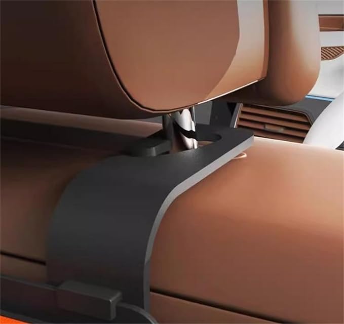 Car Organizers and Storage Box Behind Seat, Car Organizer Back of Seat, 4 in 1 Multifunctional Cars Organizer, For Snacks, Drinks, Bag Hook, Keep Tidy & Organized (White+Brown)