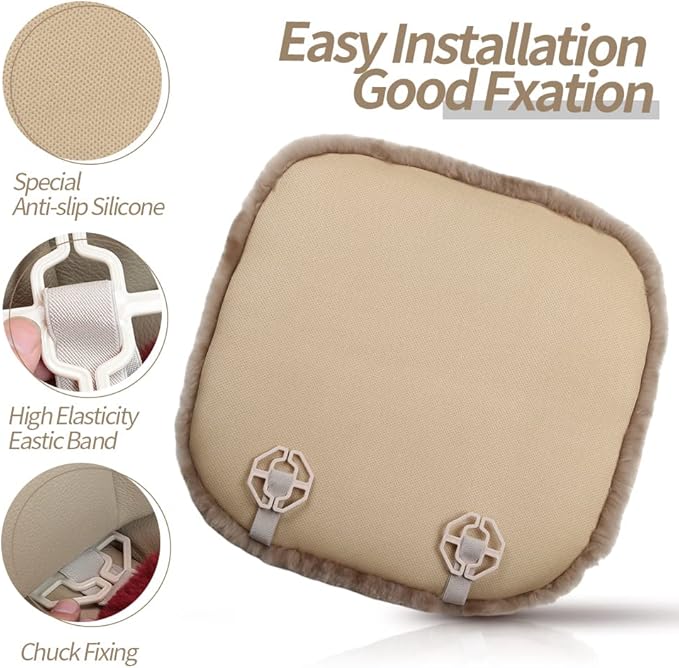 Genuine Sheepskin Auto Seat Pad, Australian Soft Wool Seat Cover Breathable and Sweat-Wicking Comfort Warm Universal Fit,19.2 inch x19.2 inch (Front seat Cushion 2pcs, Black)