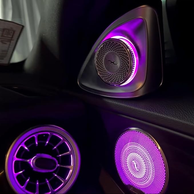 LED Interior Ambient Lighting Kit for Mercedes Benz C Class W205 2015-2021 RGB Multi-Color Interior Light (Silver Trim 7 Set)