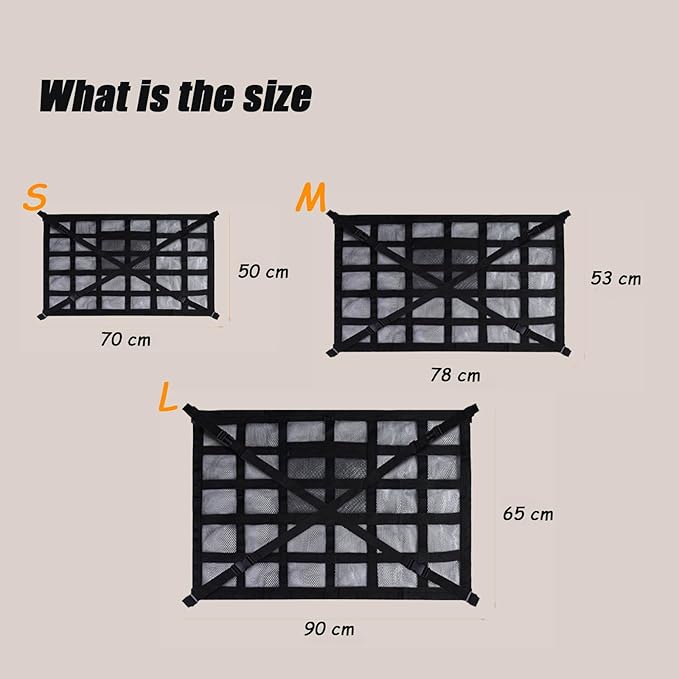 Overhead Car Organizer, Compatible with Ford F-150 XL/Raptor 2010-2025 Car Roof Storage Net Universal Car Ceiling Storage for Camping Storage Bag,Black-Medium