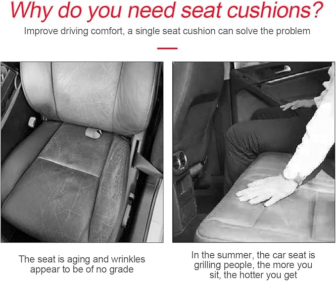 3PCS Set Car Seat Cushion for Front and Back Seat, 3D Soft Linen Breathable Auto Seat Cover, Comfort Non-Slip Rubber Bottom, Car Seat Protector Pad Universal for Office Chair, Home (Red/3PCS)