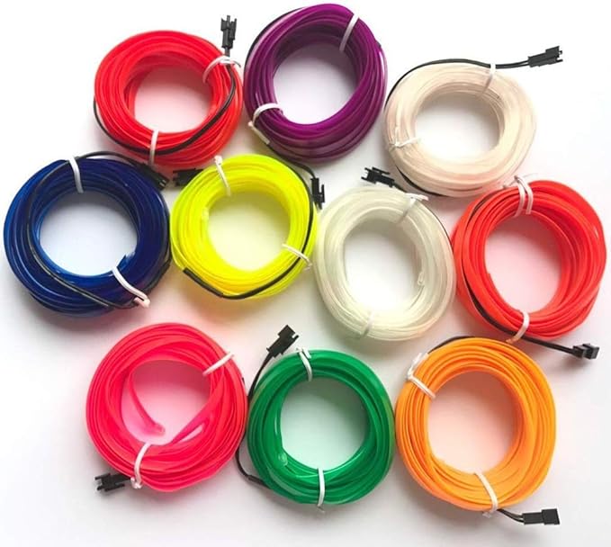 ABALDI Car Interior Lights El Wire Flexible Neon Rope Glowing Strobing Electroluminescent for Car Decorations (5m/16ft,Purple)