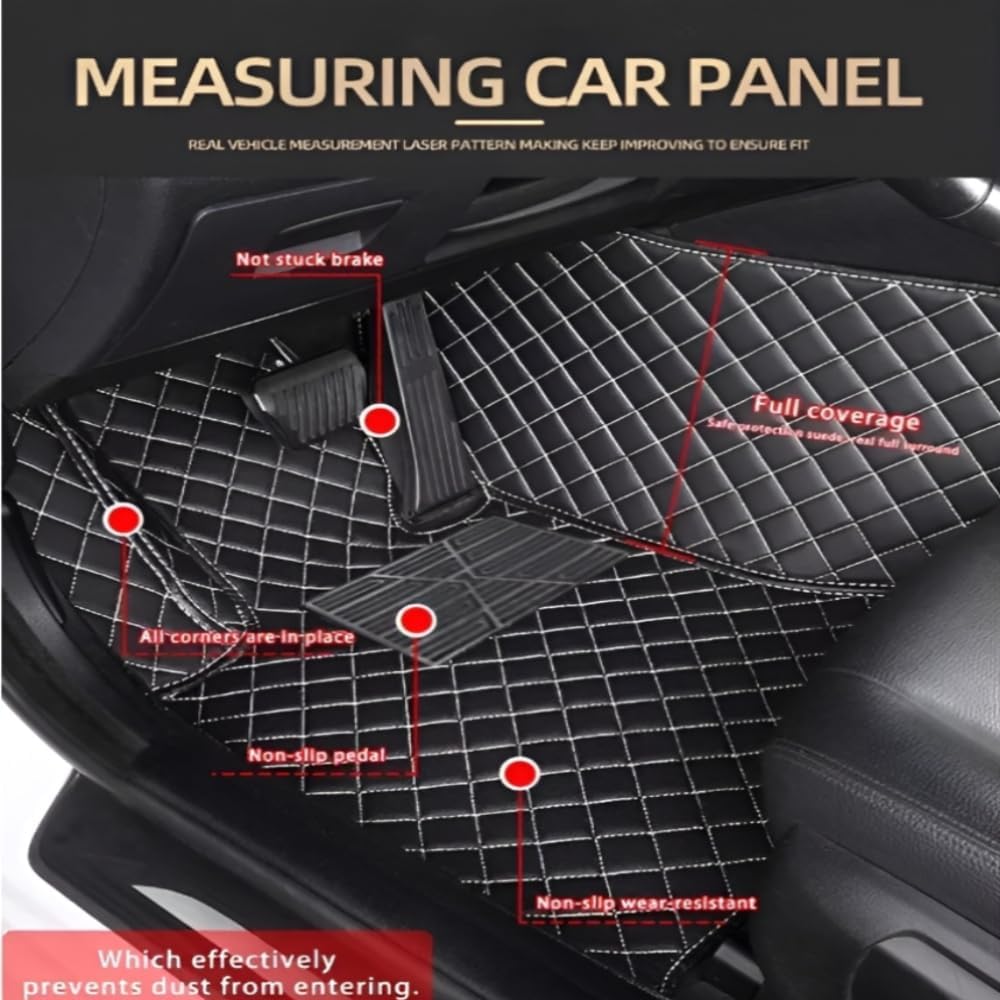 Add Personal Touch to Your Vehicle with IMEISH Customizable Logo Text Car Mats for 99% of vehiclesPads Protection Non-Slip Leather Floor Liners (Black red Stripe)