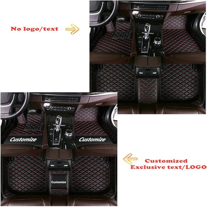Custom Personalized Floor Mats for Cars - Luxury Full Coverage All Weather Mats, Anti-Slip Leather Mat Set, Fit for 99% of Cars, SUVs & Trucks (Wine Red, A-Diamond)