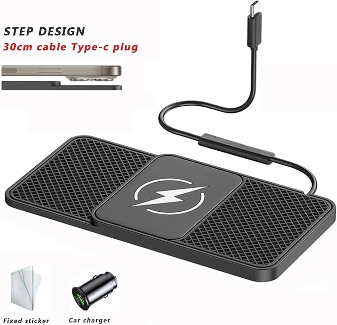 Car Wireless Phone Charger for Suzuki Celerio Ignis Jimny Kizashi Ignis, Non-Slip Fast Inductive Chargers Charging Pad Type-C Fastcharger Auto Electronic Accessories