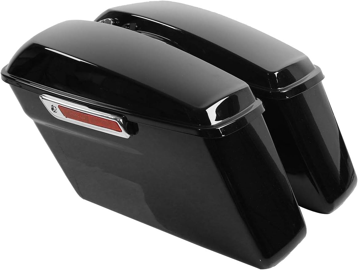 XFMT Vivid Black Motorcycle Saddlebags Hard Saddle Bags W/Black Conversion Bracket For Harley Softail Heritage Deluxe 1984-2017