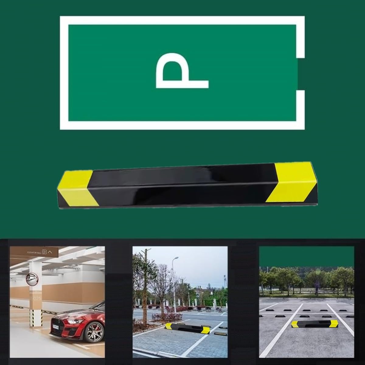 2 Pack 16" Parking Aid for Garage Heavy Duty, Car Parking Stopper for Garage, Parking Aids Protects Car, Parking Stopper Easy to Install (2 Pack 16" L x 1.25" H)