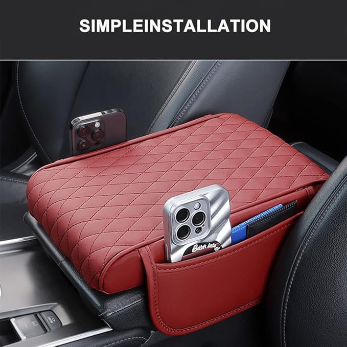 Car Armrest Pad for Lexus GX J150 J120 GX 460 400 GX OR Leather Armrest Box Mat Center Console Cushion Pad Universal Armrest Seat Box Cover Protector,Black, normal