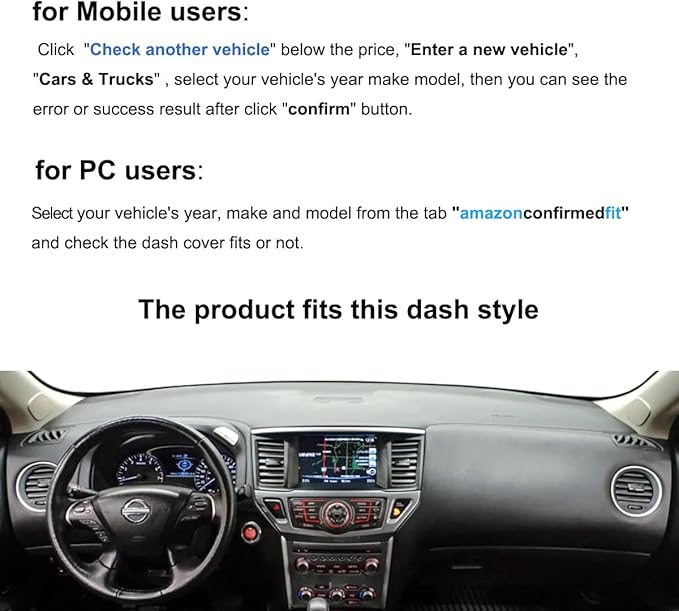 Dash Cover Mat Custom Fit for Nissan Pathfinder Dashboard Cover Pad Carpet Protector F157 (Darkgray)
