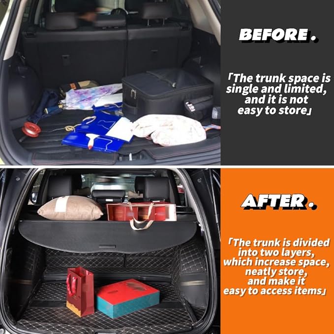 Cargo Cover Retractable Fit for Audi Q5 SQ5 2018-2024（not fit Sportback Retractable Trunk Rear Security Cover Shielding Shade Trunk Cover