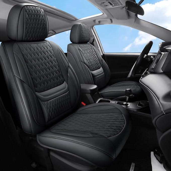 Front Seat Car Seat Covers Custom Fit for Ford Bronco Sport 2021-2026 - Premium Faux Leather with Lumbar Support | Breathable, Waterproof, Anti-Slip, Durable (Black,Front Seat)