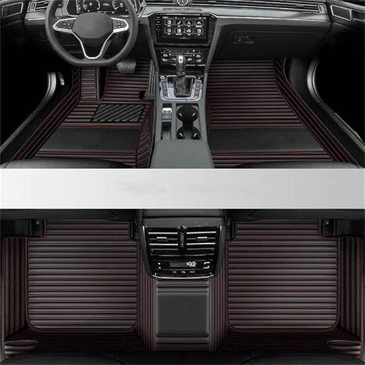 Custom Car Mats All Weather Fit Automotive Floor Mats PU Leather Protector Mat for Most Sedan, SUV, Truck Floor Mats (Black Red) (3D Black red car mats)