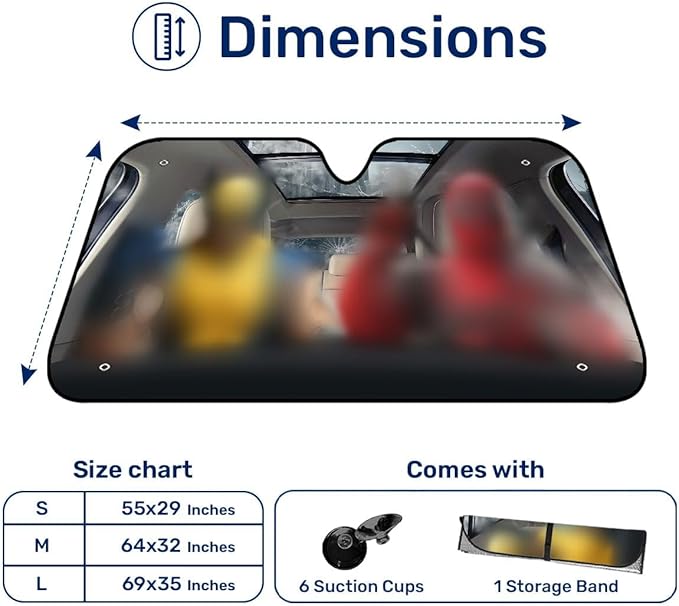 GENANY Superhero Movie Windshield Sun Shade for Car SUV Truck (55x30 Inches), Sun Shade Windshield, Shades for Front Windows, Protector Blocks UV, Car Decor