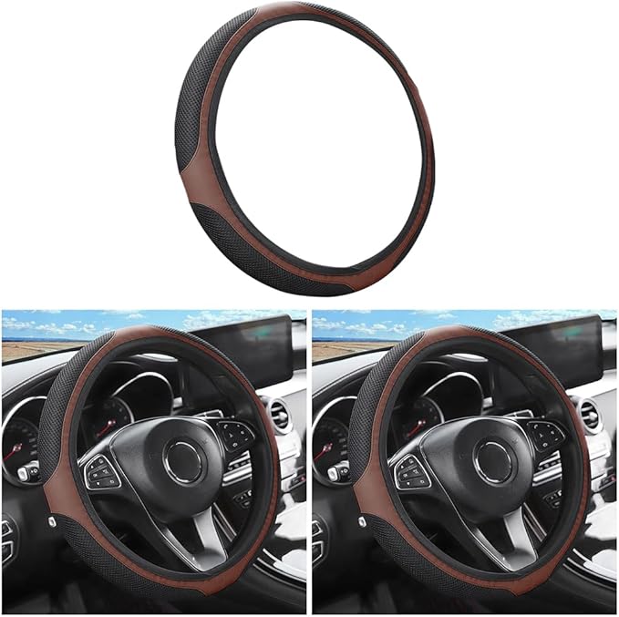 LoyaForba Car Steering Wheel Cover, Universal 14.5-15 Inch, Soft Anti-Slip Neoprene Protector for Steering Wheel, Breathable Odorless and Elastic Stretch, Car Accessory for SUV, Van, Truck (Wine Red)