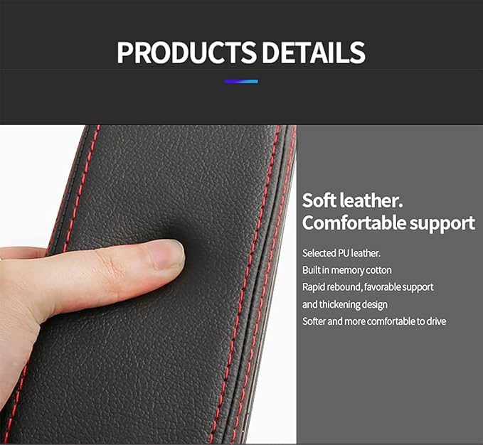 JEYODA Car Armrest Pad, Left Elbow Support, General Leather Booster Pad, Central Armrest Box, Adjustable Armrest (Grey)