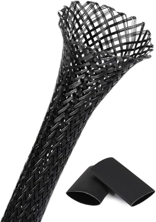 25ft - 1/8 Inch Cable Management Sleeve Protector,Wire Loom PET Expandable Wire Sleeving for Office TV Computer Home Theater Engine Bay Cord Organizer,Protect Cables from Pet Cat Dog Chewing,Black