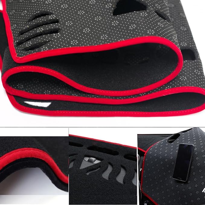 Dash Covers for 2007-2013 Chevy Silverado(Single Storage Box),Polyester Dash Cover mat,Car Dash Board Protecter Cover,Interior Dash Cover Mat,red