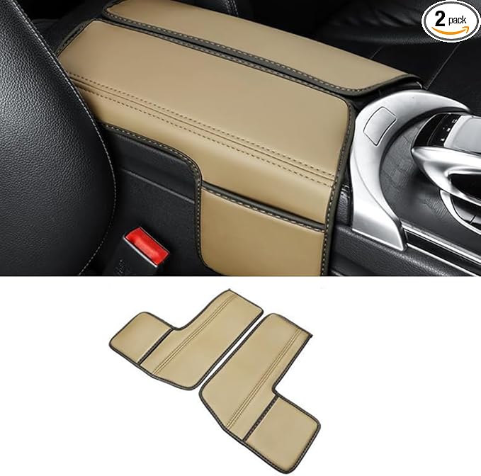 Center Console Cover Compatible with Mercedes Benz E Class W213 E200 E250 E300 E400 E450 2017-2023 and GLS Class C257 CLS450 2019-2023 Armrest Cover Pad Leather Cushion Protector with Pocket