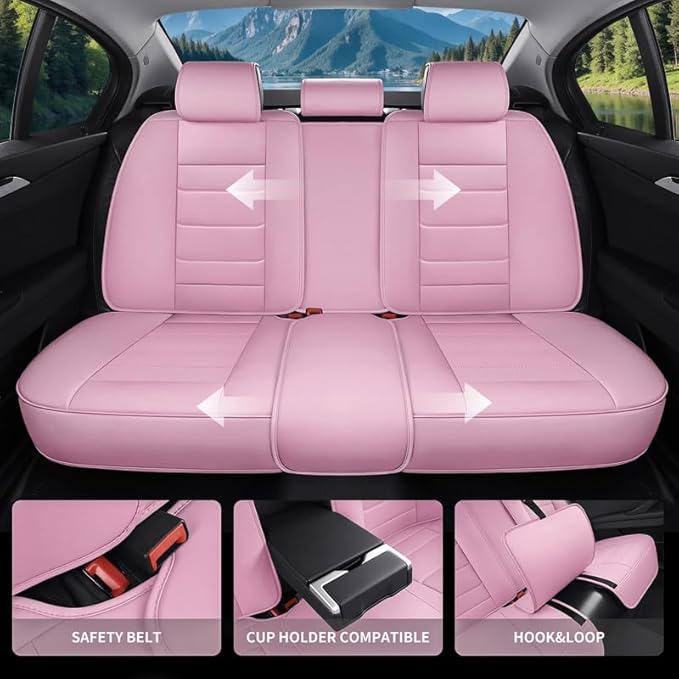 Car Seat Covers Full Set Custom Fit for Chevy Trax 2015-2025 - Premium Leather with Lumbar Support, Breathable, Anti-Slip & Excellent Seating Experience (Pink, Full Set)