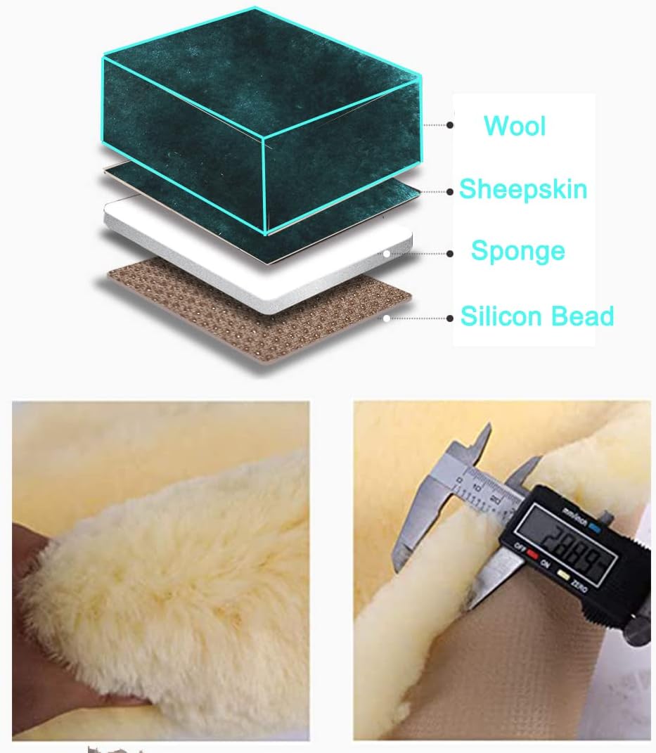 Fluffy Genuine Australia Sheepskin Car Seat Cover for Auto Interior Accessories with Soft Fuzzy Wool Eco-Friendly Natural Fur Non-Slip (Alpine Green, Front)
